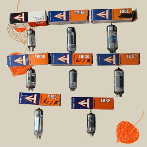 8 Lot Vintage NOS NIB Triad 6T8 6AB4 6AU8 6DR7 6BN6 6DK6 6DT6 6BR8 Vacuum Tube - Picture 1 of 5